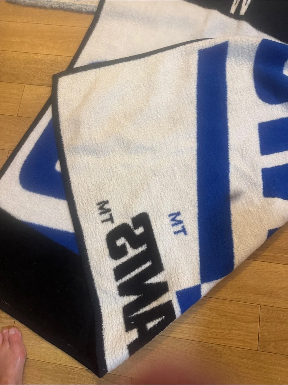 Vtg 1990 biederlack Blue and White my giants Throw Blanket